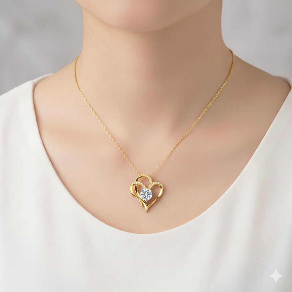 To My Granddaughter -I Always With You Double Heart Necklace