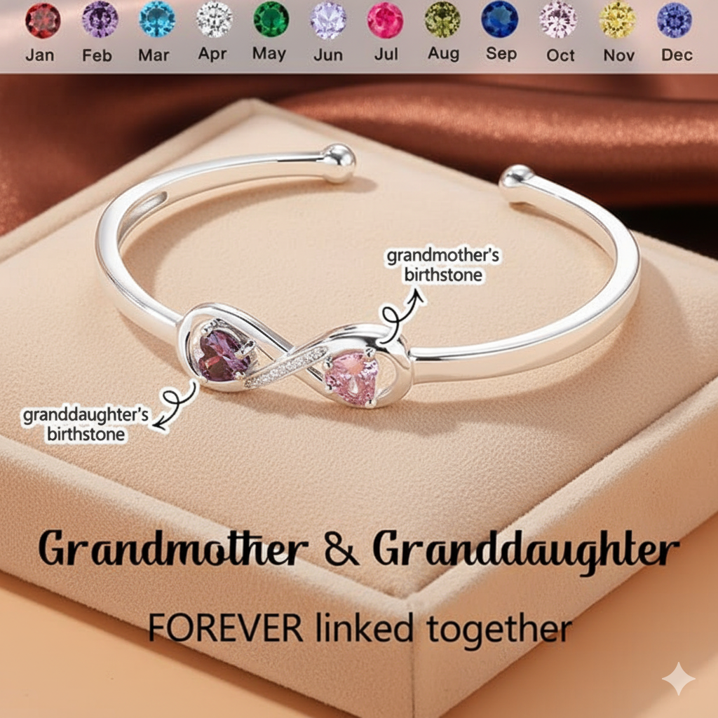 To My Granddaughter- Keep Me In Your Heart Infinity Custom Birthstones Bracelet 