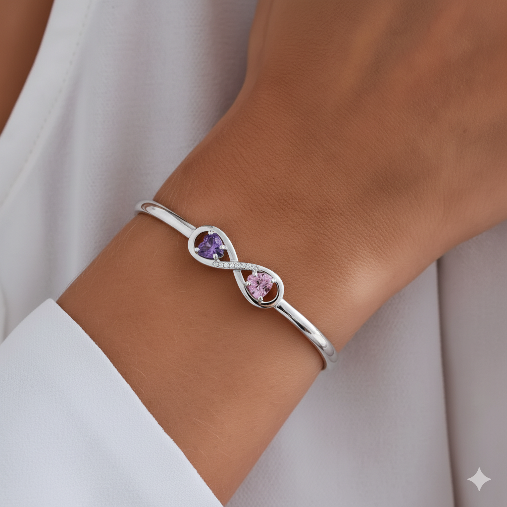To My Granddaughter- Keep Me In Your Heart Infinity Custom Birthstones Bracelet 