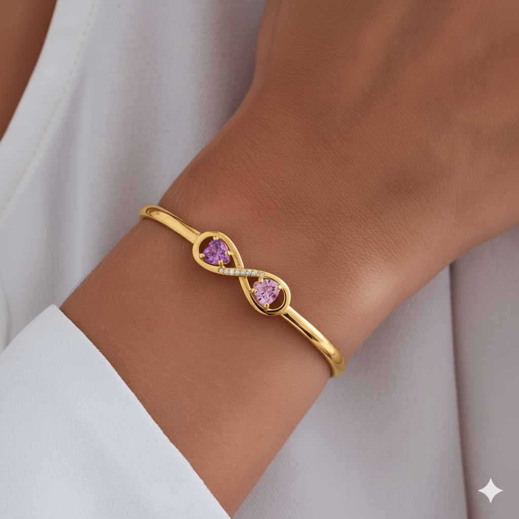 To My Granddaughter- Keep Me In Your Heart Infinity Custom Birthstones Bracelet 