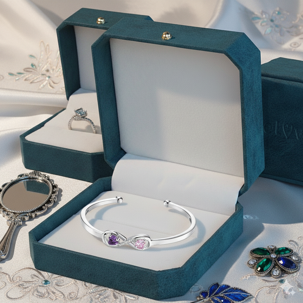 To My Granddaughter- Keep Me In Your Heart Infinity Custom Birthstones Bracelet 