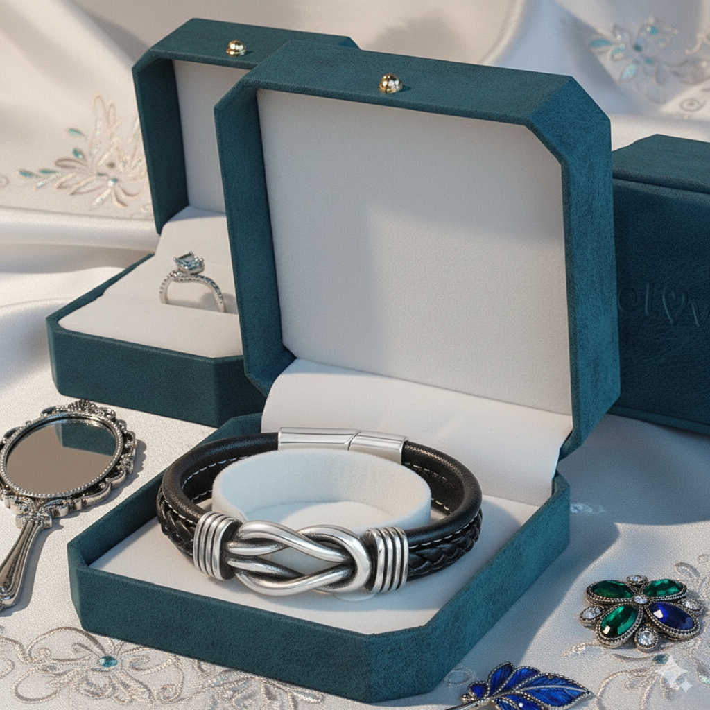 "To My Grandson" Family Bonds - Linked Forever Leather Bracelet 