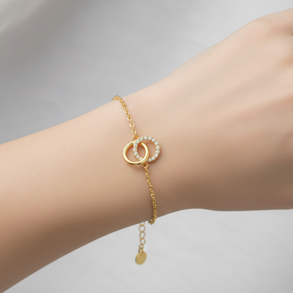 Mother & Daughter Linked Together Interlocking Circle Bracelet