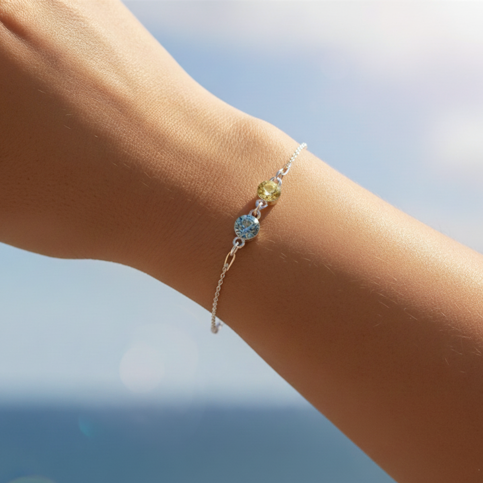 Mother And Daughter Forever Linked Together Custom Birthstones Bracelet