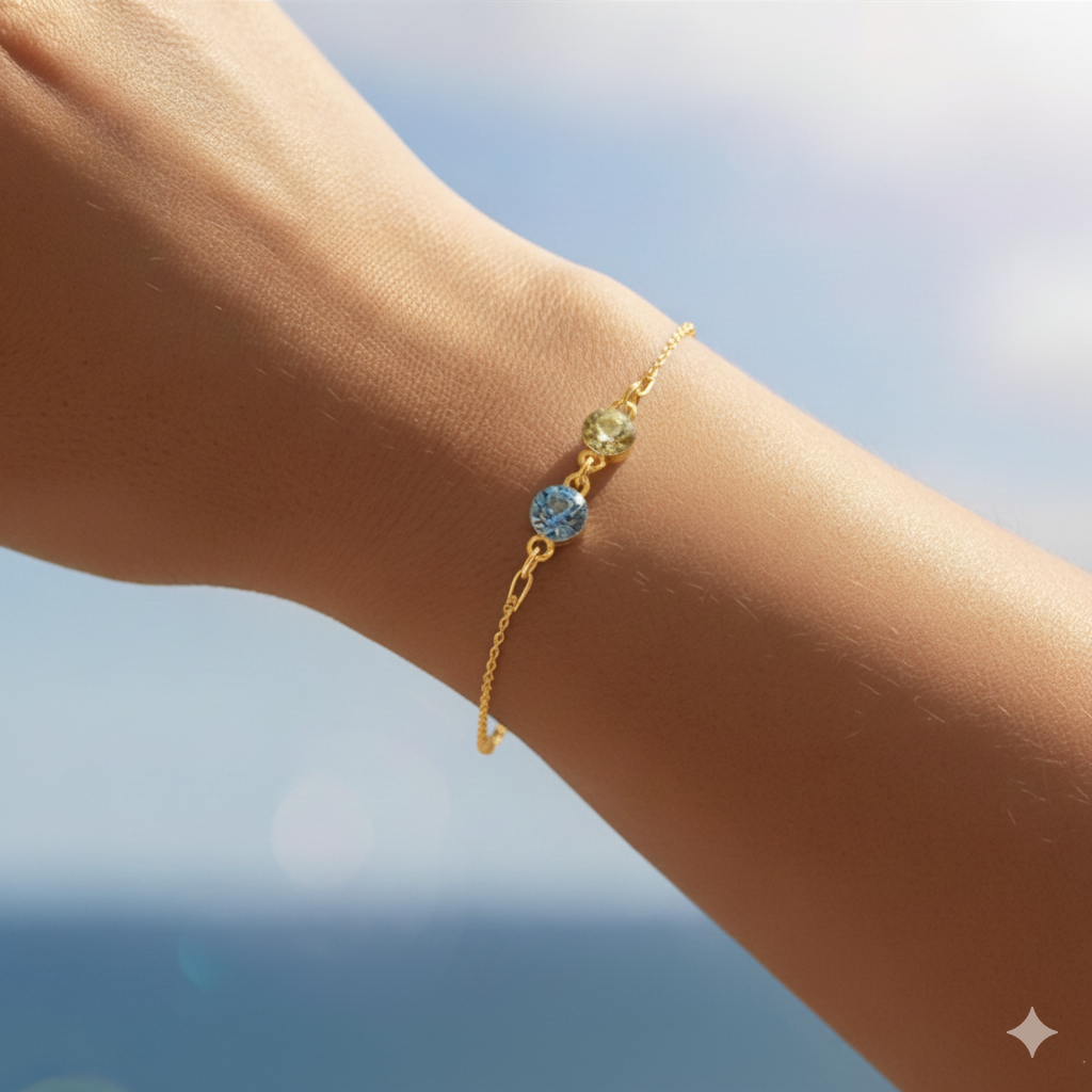 Mother And Daughter Forever Linked Together Custom Birthstones Bracelet