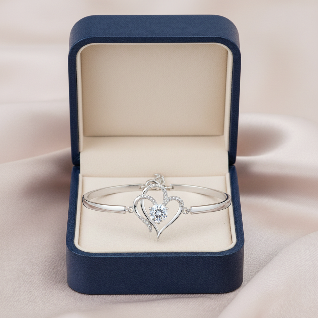 For Granddaughter- We Are Connected By Heart Diamond Bracelet