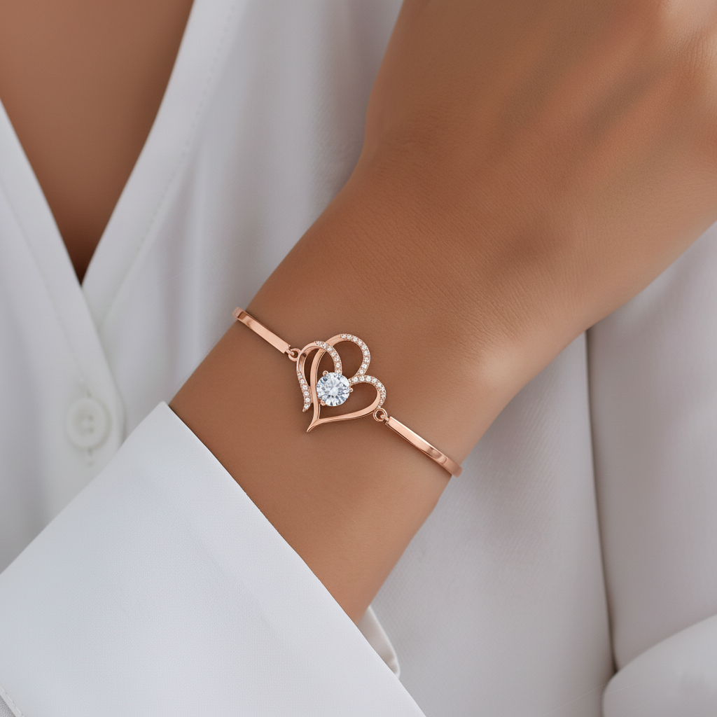 For Granddaughter- We Are Connected By Heart Diamond Bracelet