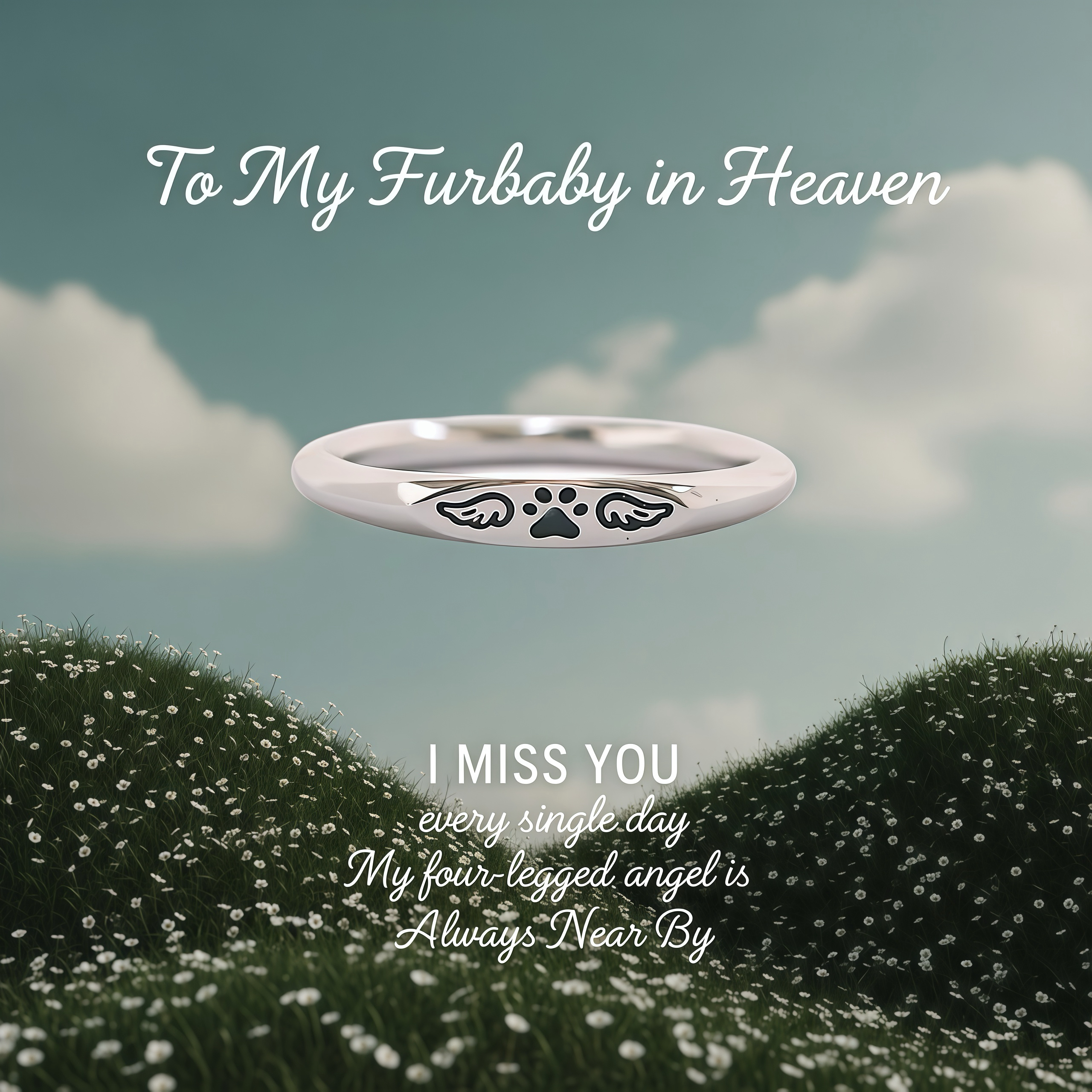 FOR MEMORIAL - My Four-legged Angel is Always Near By Wings Ring