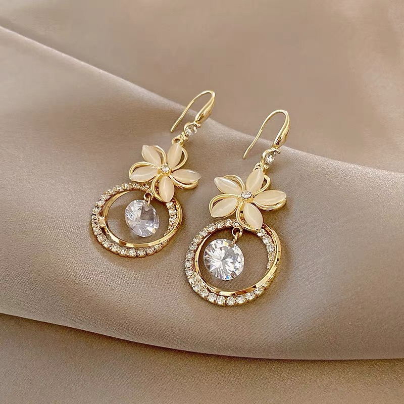 🎄Christmas Hot Sale✨Crystal Zircon Flower Pendant Earrings