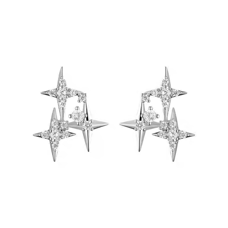 🎄Christmas Hot Sale✨Sparkling Star Silver Needle Stud Earrings