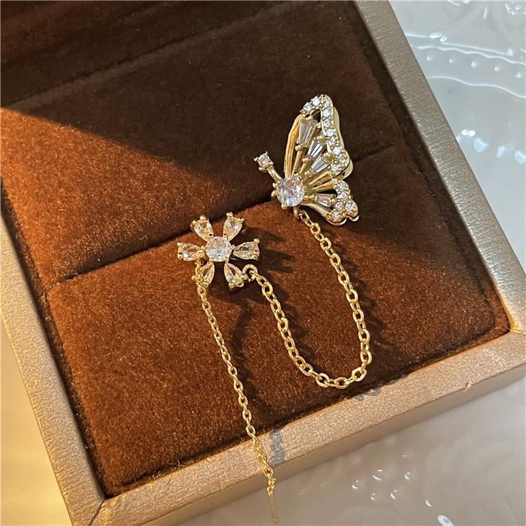 🎉NEW YEAR HOT SALE✨Flower Butterfly Tassel Style Zircon Earrings