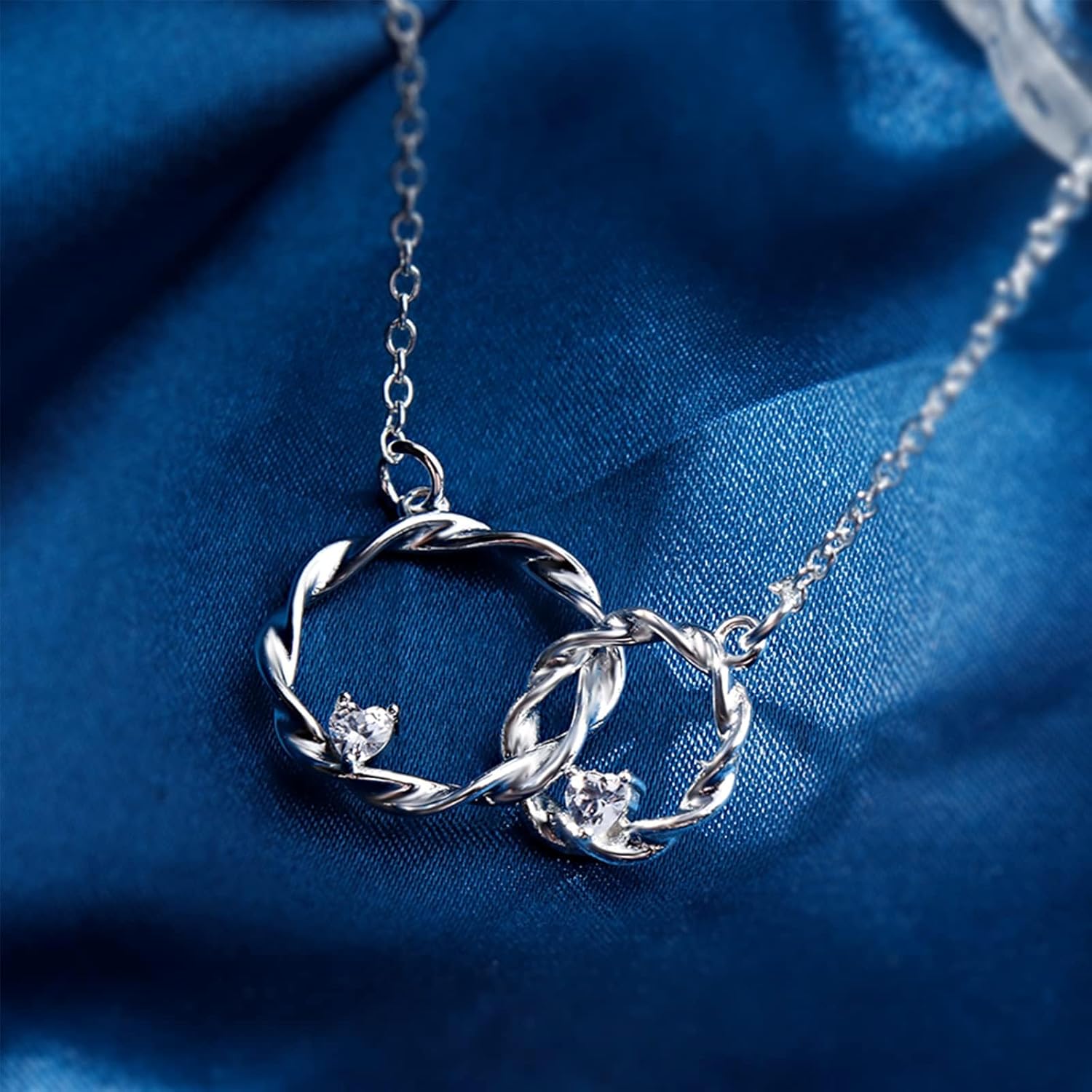 FOR UNBIOLOGICAL DAUGHTER - WE ARE FOREVER LINKED TOGETHER DOUBLE CIRCLE NECKLACE