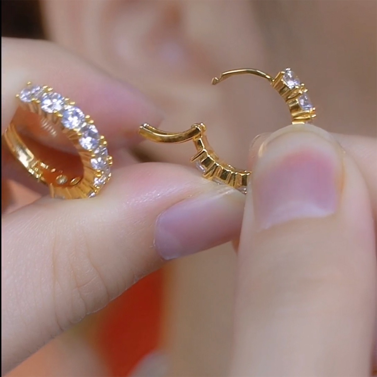 💐Mother's Day Pre-sale💝14K Gold-Plated Elegant Zircon Diamond Hoop Earrings