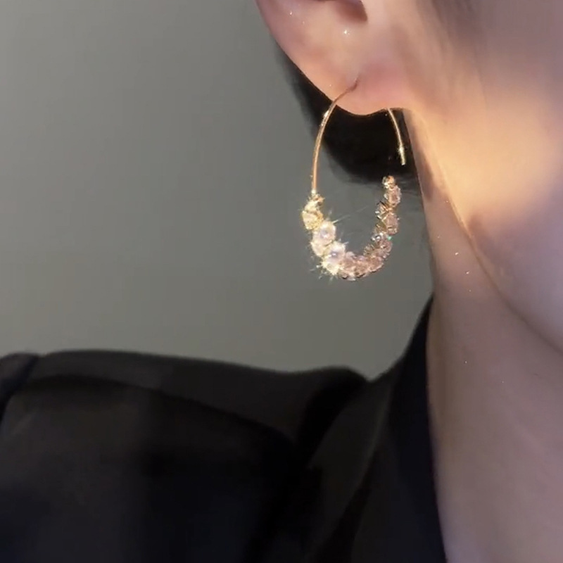🎉New Year Hot Sale✨French Style Hoop Zircon Earrings