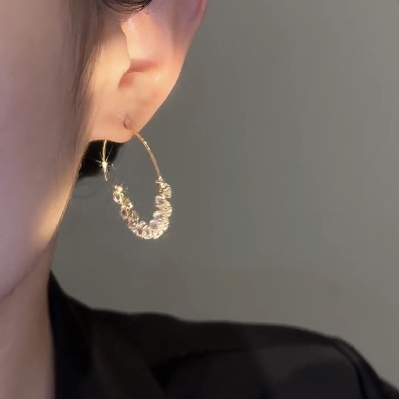 🎉New Year Hot Sale✨French Style Hoop Zircon Earrings
