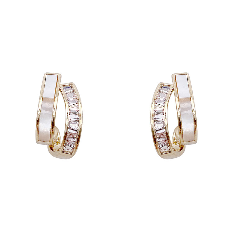 🎉New Year Hot Sale✨French Style Zircon Shell Earrings