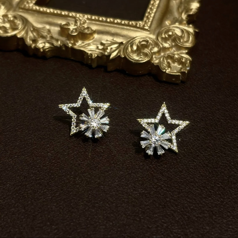 🎄Christmas Hot Sale🎁Rotating Star Flower Zircon Earrings