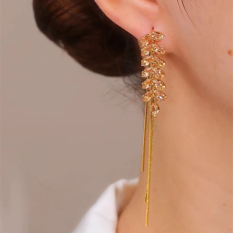 💐Mother's Day Pre-sale💝14K Gold-Plated Exquisite Long Wheat Tassel Earrings