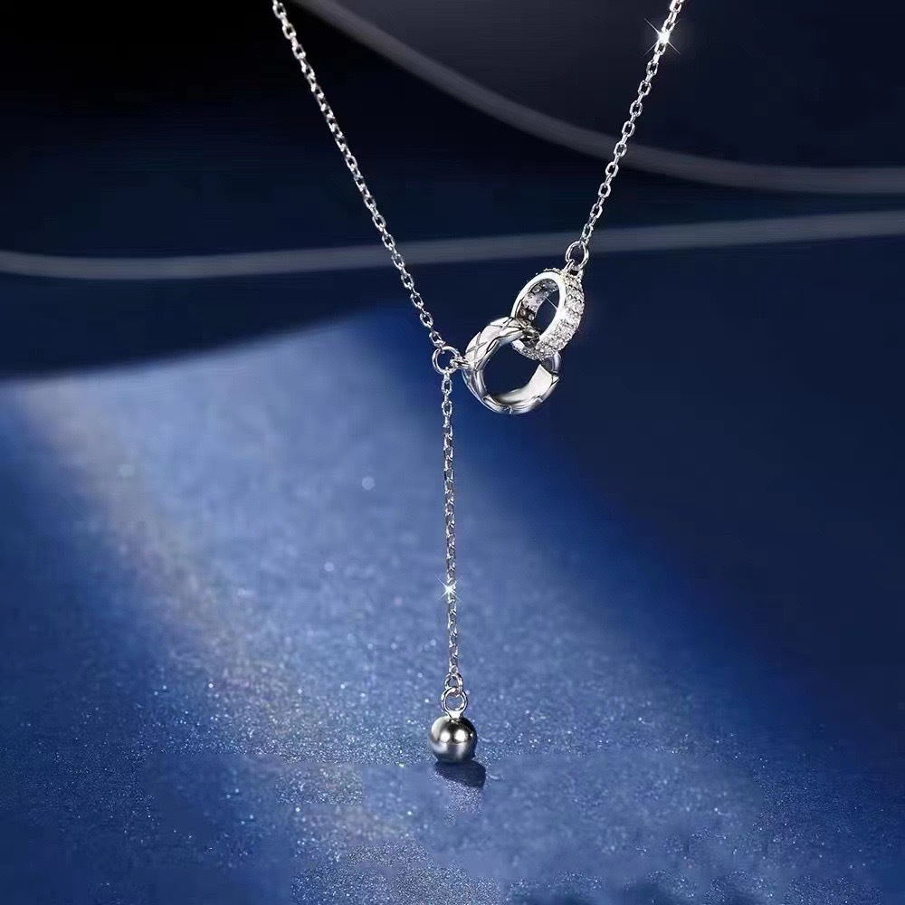 For Love- Interlocked Diamond Tassel Necklace