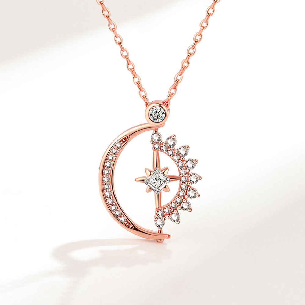 For Unbiological Daughter - Hearts Are Linked Moon And Star Necklace