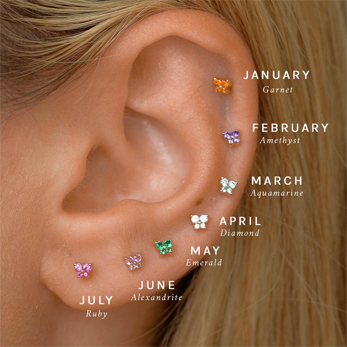 For Love - Butterfly Birthstone Stud Earrings