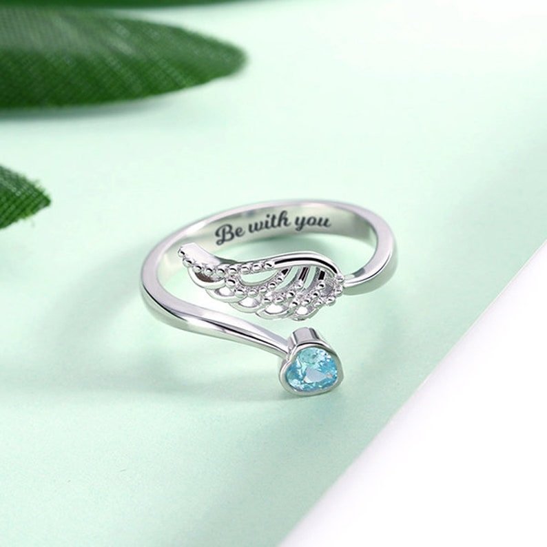 For Memorial - Customized Angel Wing by My Side Ring