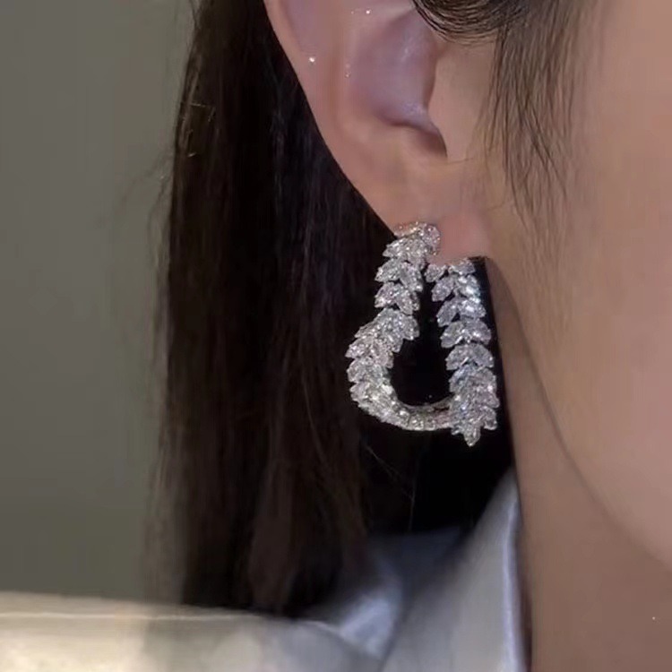 💐Mother's Day Pre-sale💝14K Gold-Plated Exquisite Crystal Heart Wheat Earrings