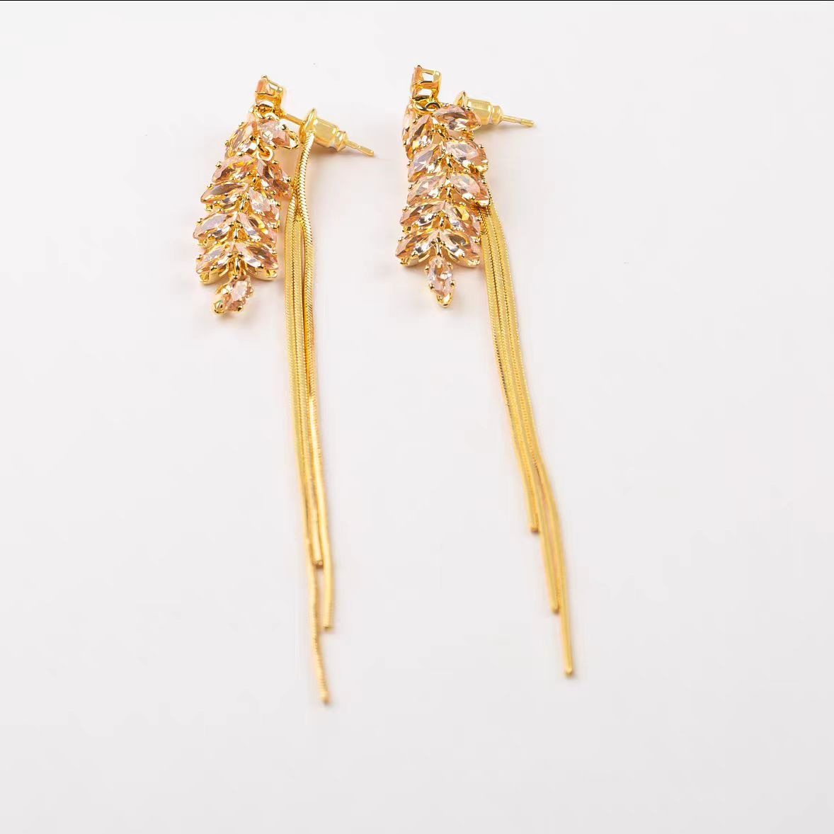 💐Mother's Day Pre-sale💝14K Gold-Plated Exquisite Long Wheat Tassel Earrings