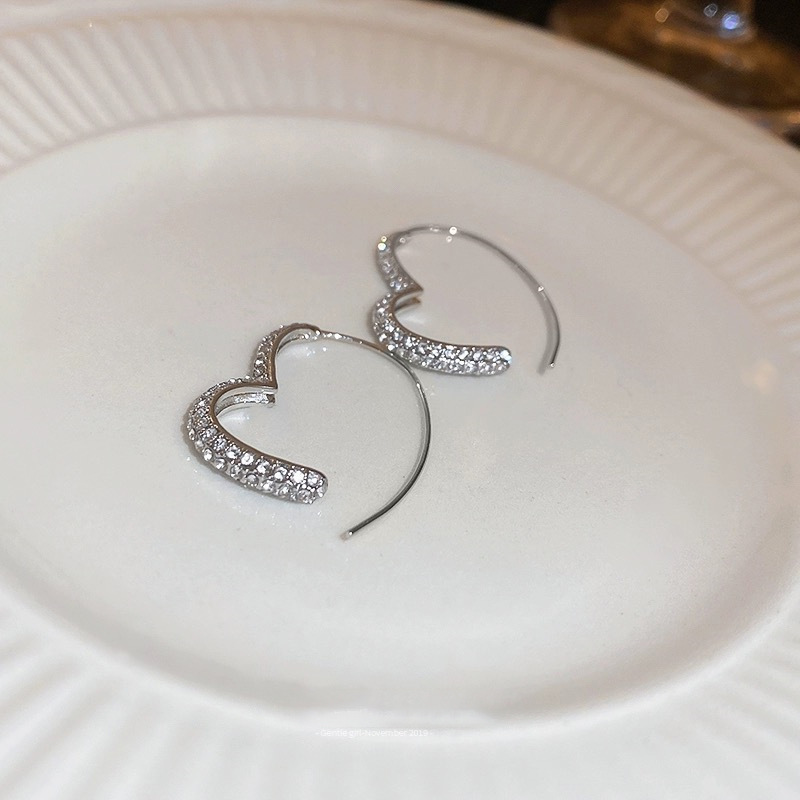 🎉New Year Hot Sale✨French Style Heart Shaped Zircon Earrings