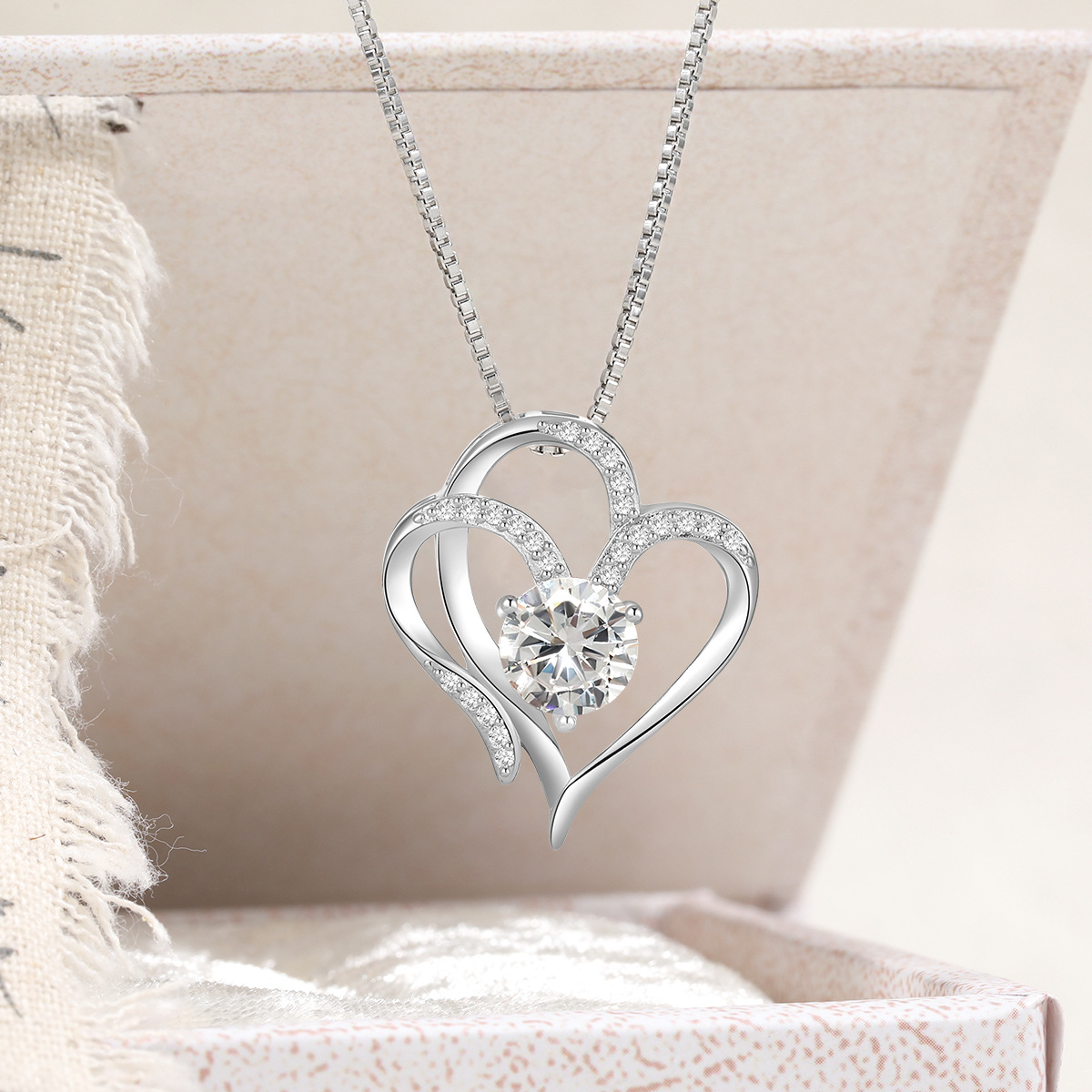 For Daughter -I Love You Forever Heart Diamond Necklace