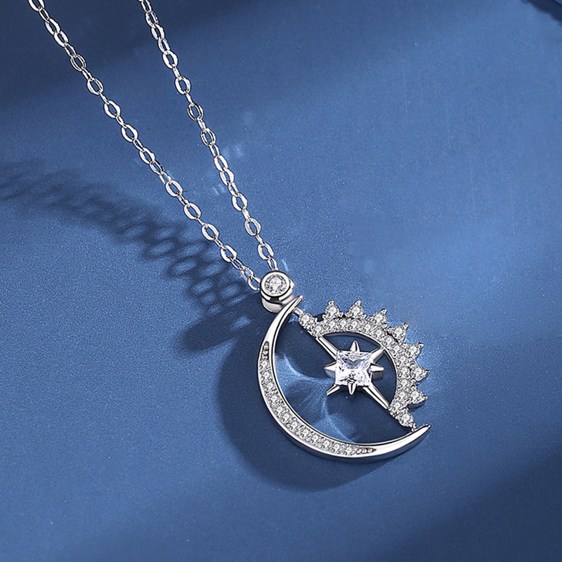 For Unbiological Daughter - Hearts Are Linked Moon And Star Necklace