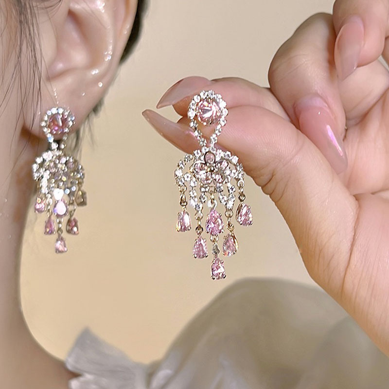 🎄Christmas Hot Sale✨Shiny Pink Tassel Earrings