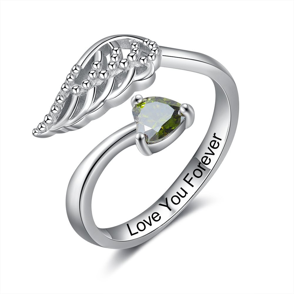 For Memorial - Customized Angel Wing by My Side Ring