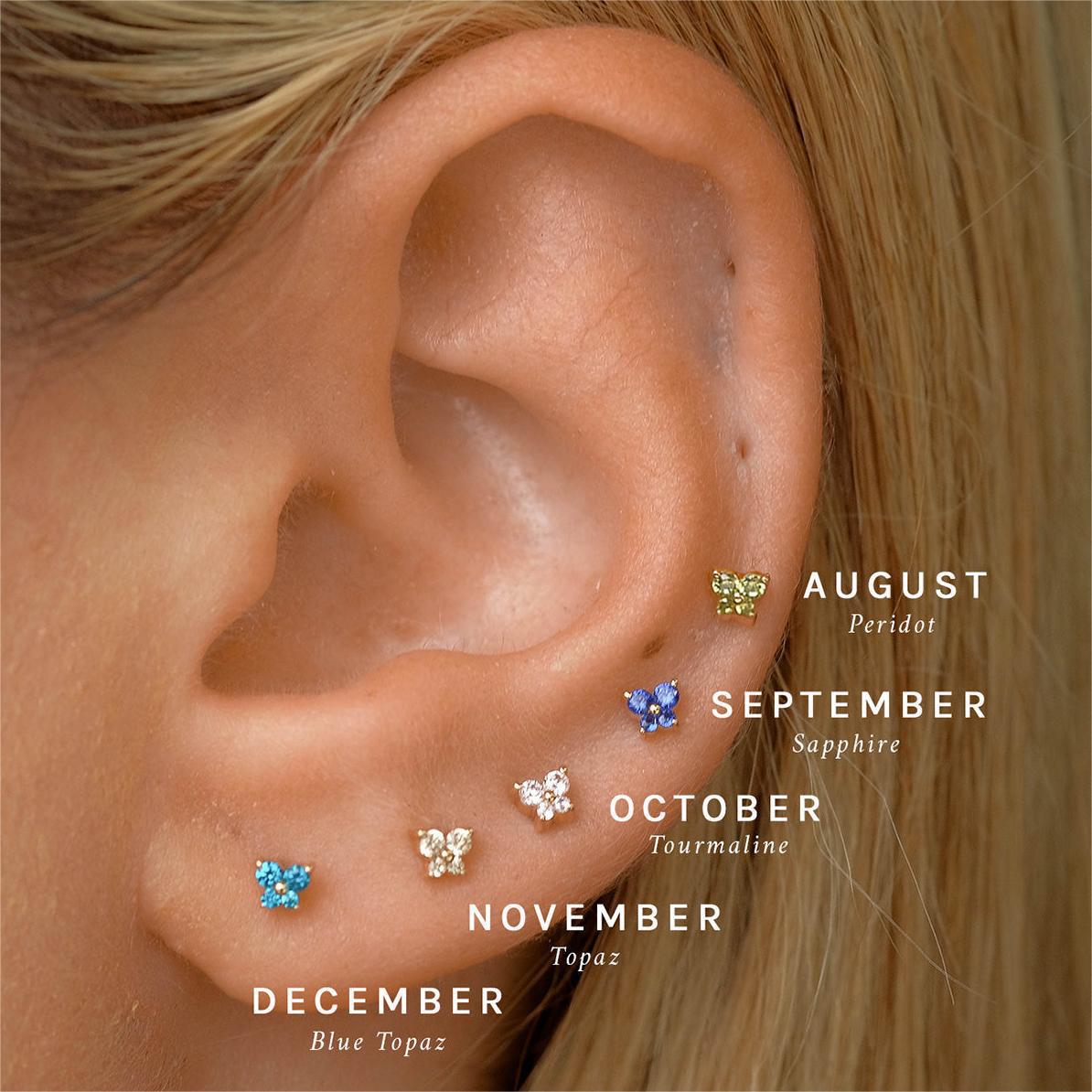 For Love - Butterfly Birthstone Stud Earrings