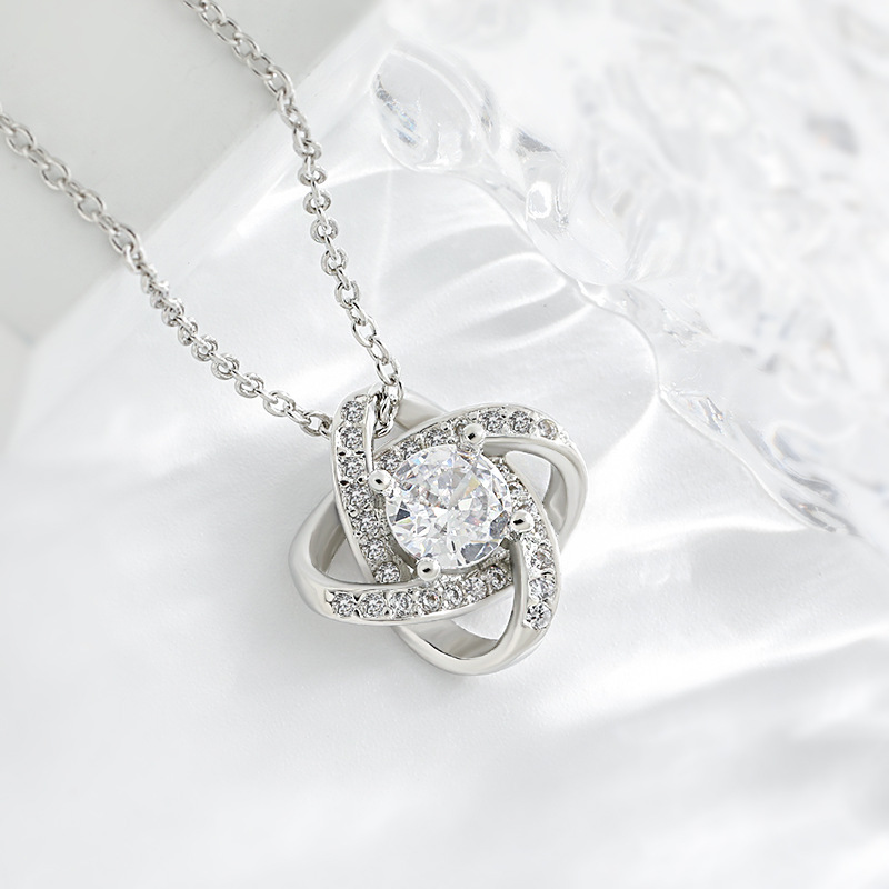 For My Granddaughter -I Am Always With You Diamond Knot Necklace