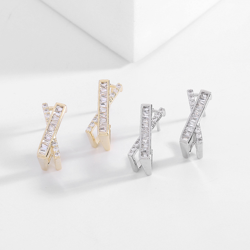 🌹Valentine's Day Hot Sale💝French Style Zircon Cross Earrings