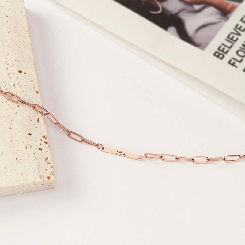 Minimalist Paperclip Personalized Name Necklace
