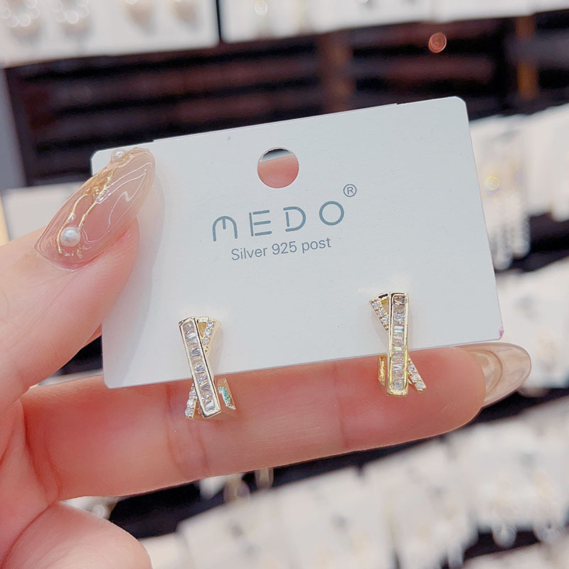 🌹Valentine's Day Hot Sale💝French Style Zircon Cross Earrings