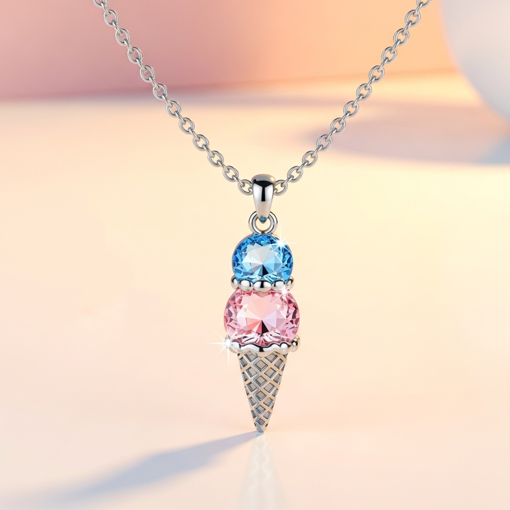 For Love- Custom Sweet Ice Cream Birthstones Necklace