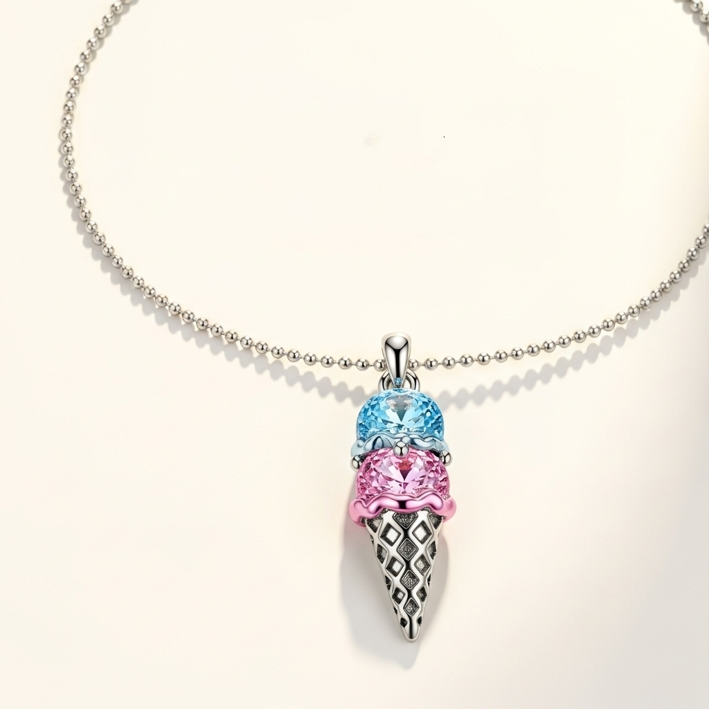 For Love- Custom Sweet Ice Cream Birthstones Necklace