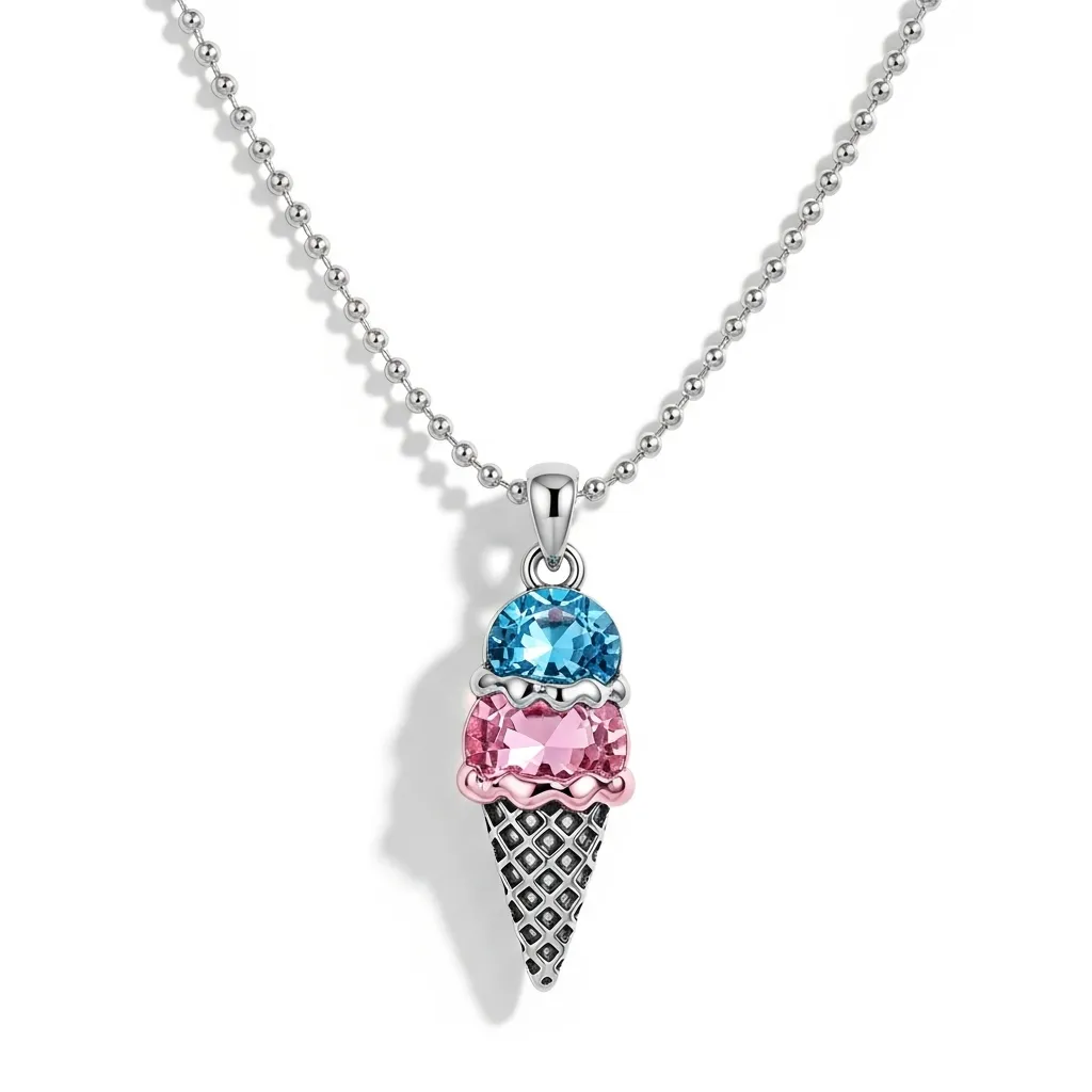 For Granddaughter- Custom Sweet Ice Cream Birthstones Necklace