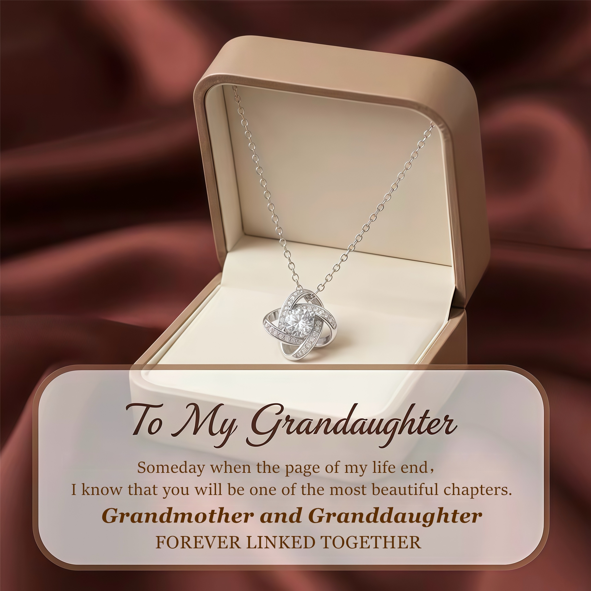 For My Granddaughter -I Am Always With You Diamond Knot Necklace
