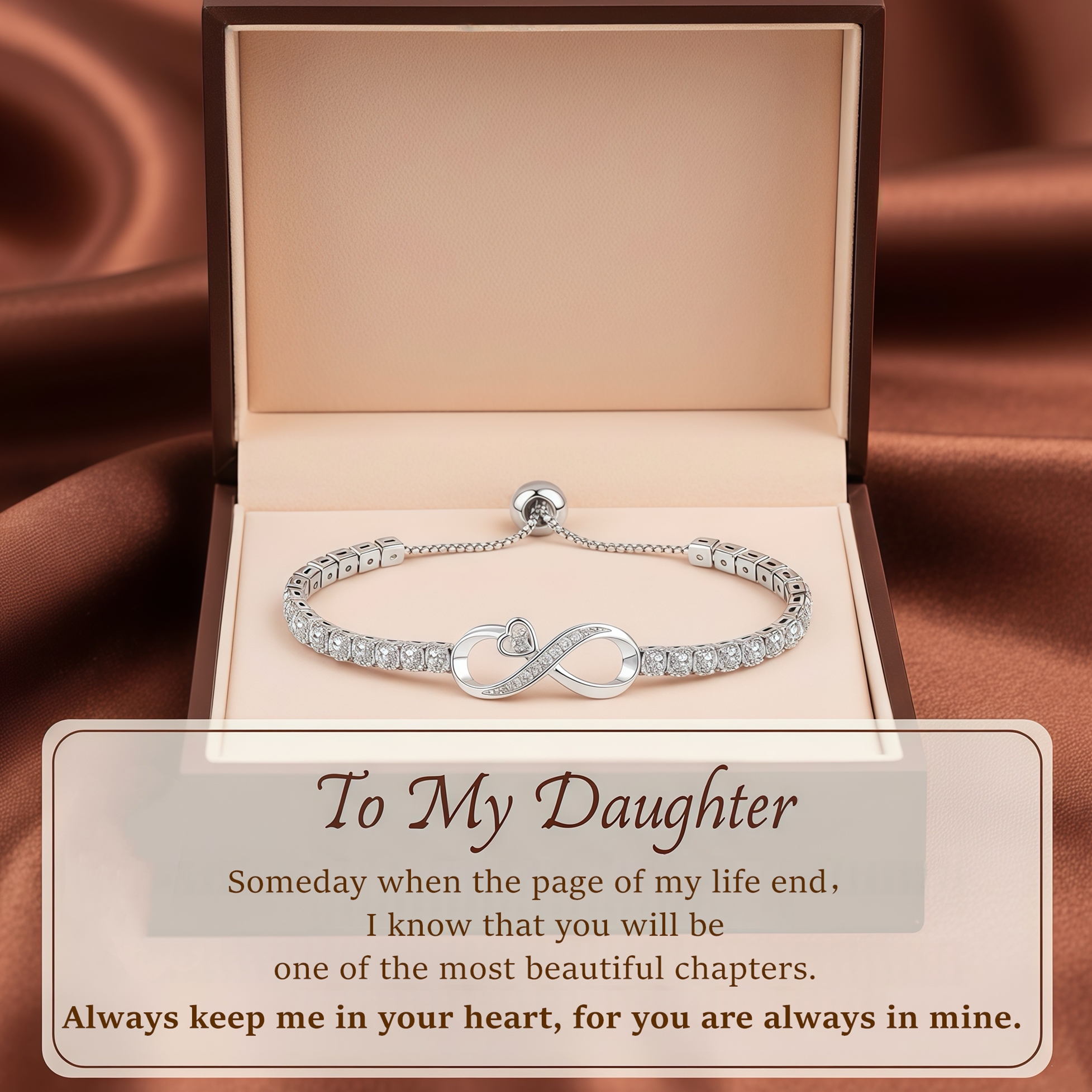 To My Daughter- Keep Me In Your Heart Infinity Bracelet