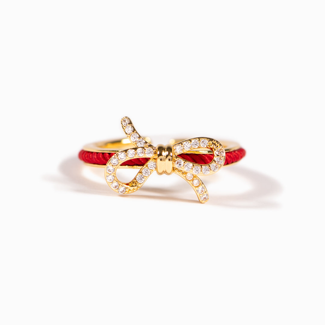 Red string ring with popular gold