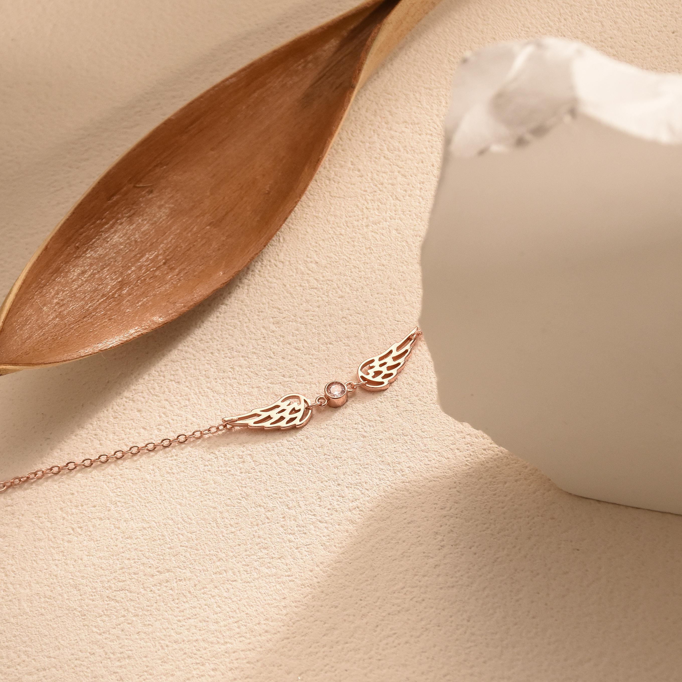 For Memorial -  I'm a Wife to a Husband  Custom Birthstone Wing Bracelet