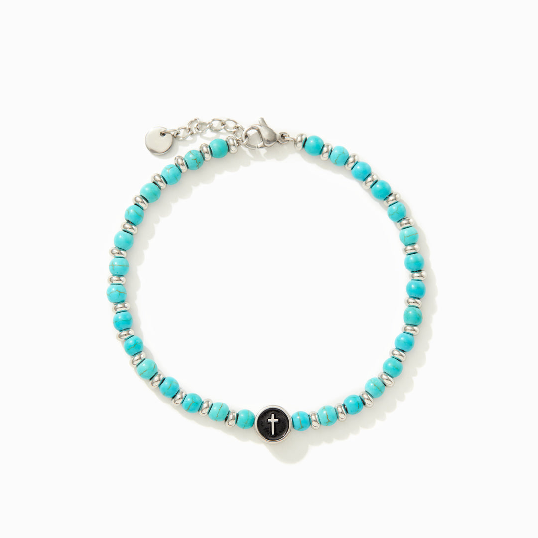 🎄Christmas Pre-sale🎁Dear Daughter Turquoise Bead Cross Bracelet