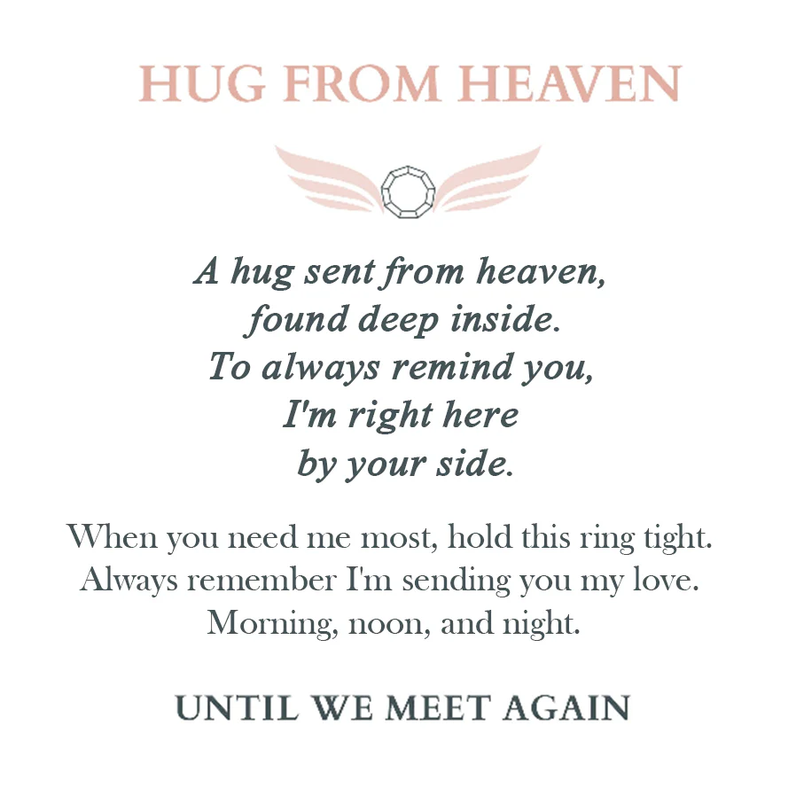 Personalized Hug From Heaven Memorial Angel Wings Ring
