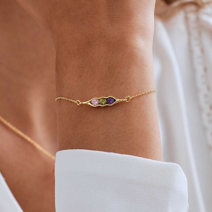 For Friend- We're Peas in a pod Birthstone Bracelet