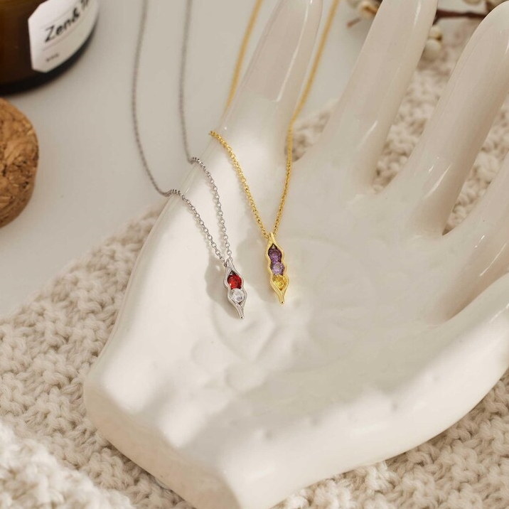 For Friend- We're Peas in a pod Birthstone Necklace