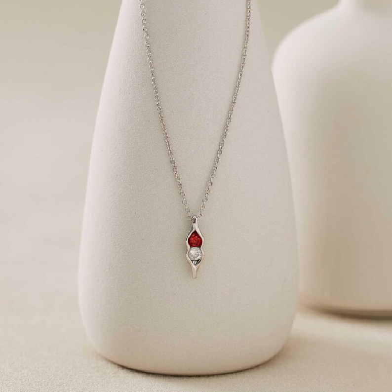 For Friend- We're Peas in a pod Birthstone Necklace